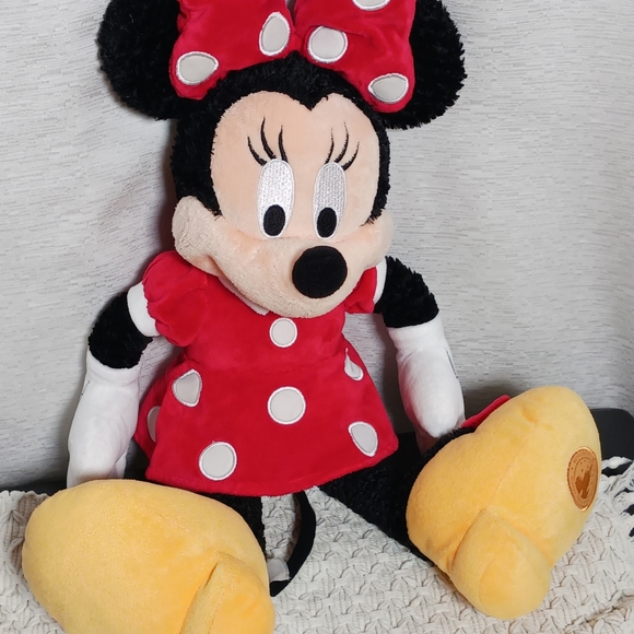 Disney Store Minnie Mouse Red Polka Dot Velour Plush 20" Doll Exclusive Patch - Picture 5 of 11
